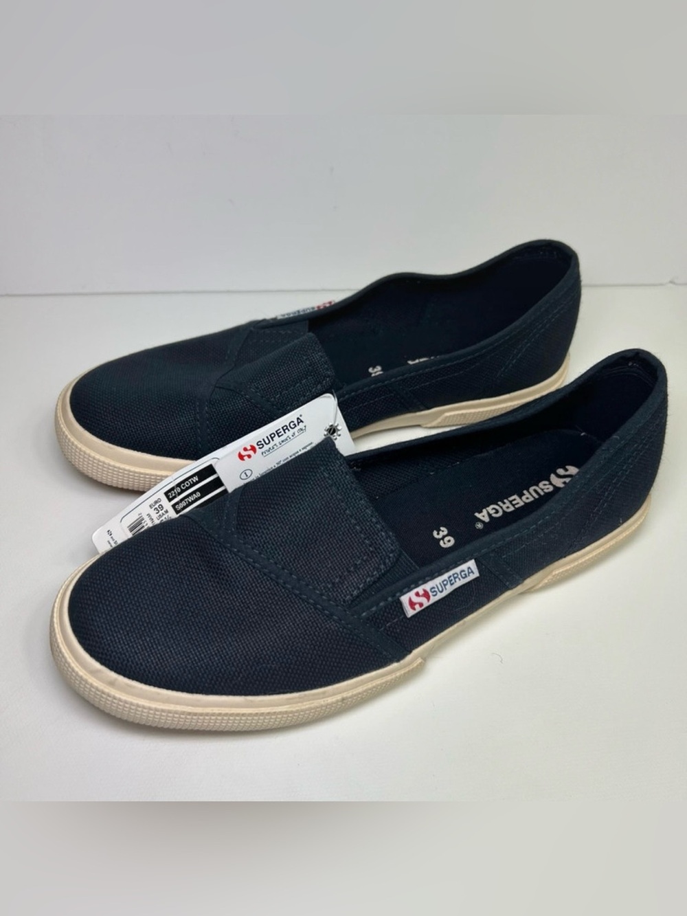 Superga navy sneakers slip one size 8 NWT